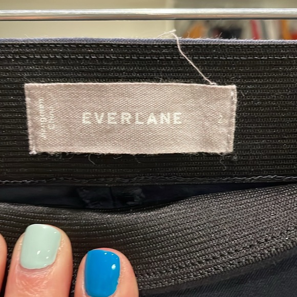 Women's Everlane NavybStraight Leg Side Zip Cotton Blend Ankle Workwear Pant 2 - Picture 2 of 4